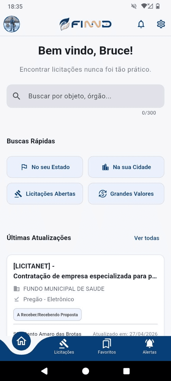 Interface do App FINND